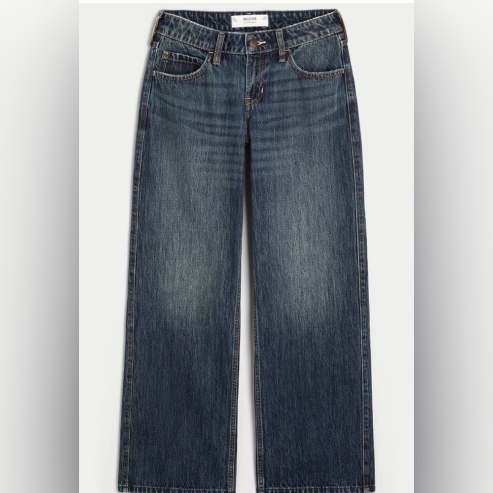 Hollister Low-Rise Dark Wash Baggy Jeans, Size 8 L